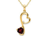 3/5 Carat (ctw) Red Garnet Heart Pendant Necklace in 14K Yellow Gold with Chain