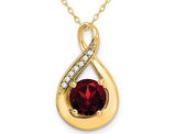4/5 Carat (ctw) Natural Garnet Drop Infinity Pendant Necklace in 14K Yellow Gold with Chain