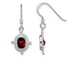 Natural Garnet Dangle Earrings 1.80 Carat (ctw) in Sterling Silver