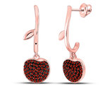 1/4 Carat (ctw) Red Diamond Cherry Charm Cluster Dangle Earrings in 10K Rose Pink Gold