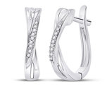 Accent Diamond Crossover Hoop Earrings 1/20 Carat (ctw) in 10K White Gold
