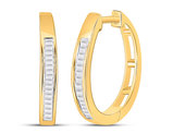 1/5 Carat (ctw G-H, I2-I3) Baguette Diamond Hoop Earrings in 10K Yellow Gold