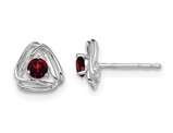 14K White Gold Button Garnet Earrings 1/3 Carat (ctw)