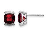 14K White Gold 1.75 Carat (ctw) Natural Garnet Post Earrings