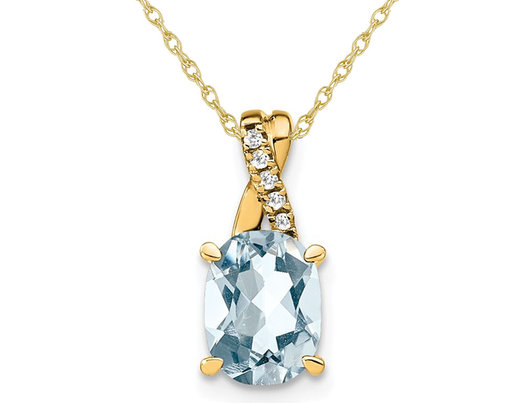 7/10 Carat (ctw) Aquamarine Drop Pendant Necklace in 10K Yellow Gold with Chain