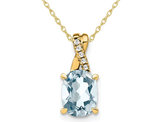 7/10 Carat (ctw) Aquamarine Drop Pendant Necklace in 10K Yellow Gold with Chain