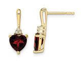 1.50 Carat (ctw) Natural Garnet Heart Earrings in 10K Yellow Gold