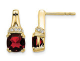 10K Yellow Gold Cushion Cut Stud Button Garnet Earrings 2.50 Carat (ctw) with Accent Diamonds