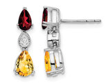 2.00 Carat (ctw) Garnet and Citrine Drop Earrings in 14K White Gold