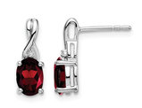 14K White Gold Oval-Cut Post Button Garnet Earrings 1.50 Carat (ctw)