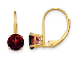 Garnet Leverback Hoop Earrings 2.00 Carat (ctw) in 14K Yellow Gold