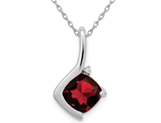 2.00 Carat (ctw) Natural Garnet Pendant Necklace in 14K White Gold with Chain