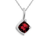 2.00 Carat (ctw) Natural Garnet Pendant Necklace in 14K White Gold with Chain
