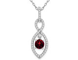 4/5 Carat (ctw) Natural Garnet Drop Infinity Pendant Necklace in 14K White Gold with Diamond 2/5 Carat(ctw)
