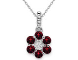 3/5 Carat (ctw) Garnet Pendant Necklace in 14K White Gold with Chain