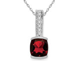 2.50 Carat (ctw) Natural Garnet Pendant Necklace in 14K White Gold with Diamonds