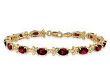 14K Yellow Gold 8.40 Carat (ctw) Natural Garnet Bracelet with Diamonds