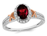 14K White & Rose Gold Garnet Ring 1.00 Carat (ctw) with Diamonds 1/4 Carat (ctw)