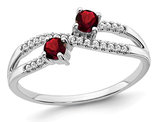 1/3 Carat (ctw) Natural Garnet Two Stone Ring in 14K White Gold