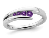 1/5 Carat (ctw) Amethyst Wedding Band Ring in 10K White Gold