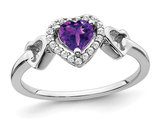 2/5 Carat (ctw) Amethyst Heart Promise Ring in 14K White Gold