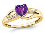 5/8 Carat (ctw) Amethyst Heart Promise Ring in 10K Yellow Gold
