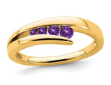 1/5 Carat (ctw) Natural Amethyst Wedding Band Ring in 14K Yellow Gold