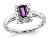 1/2 Carat (ctw) Emerald Cut Amethyst Ring in Sterling Silver