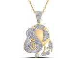 1.50 Carat (ctw G-H, I2-I3) Diamond Globe Money Earth Charm Pendant Necklace in 10K Yellow Gold with Chain