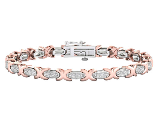 1/2 Carat (ctw G-H, I2-I3) Diamond Bracelet in 10K White and Yellow Gold
