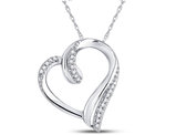1/10 Carat (ctw G-H, I2-I3) Diamond Heart Pendant Necklace in Sterling Silver with Chain