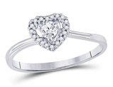 1/4 Carat (ctw) Diamond Heart Promise Ring in 10K White Gold