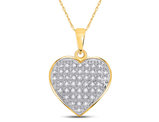 1/7 Carat (ctw) Diamond Heart Pendant Necklace in 10K Yellow Gold