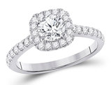 1.30 Carat (ctw G-H, I1-I2) Halo Diamond Engagement Ring in 14K White Gold