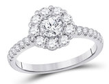 1.00 Carat (ctw G-H, I1-I2) Halo Diamond Engagement Ring in 14K White Gold