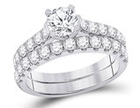 2.00 Carat (Color G-H, I1-I2) Diamond Engagement Ring & Wedding Band Set in 14K White Gold