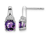2.50 Carat (ctw) Cushion Cut Natural Amethyst Earrings in 10K White Gold with Diamond Accents
