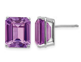 Large 10.2 Carat (ctw) Amethyst Solitaire Emerald-Cut Earrings