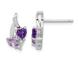 Sterling Silver 9/10 carats (ctw) Amethyst and Pink Quartz Earrings
