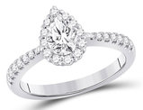 0.95 Carat (ctw G-H, I1) Pear Drop Diamond Engagement Ring in 14K White Gold