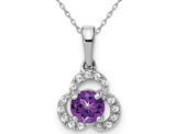 1/5 Carat (ctw) Natural Amethyst Pendant Necklace in 14K White Gold with Chain