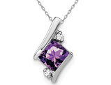 2/5 Carat (ctw) Amethyst Pendant Necklace in 10K White Gold with Chain