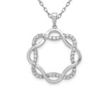 1/5 Carat (ctw) Diamond Twisted Circle Pendant Necklace in 14K White Gold with Chain