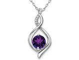 1.00 Carat (ctw) Natural Amethyst Infinity Pendant Necklace in 14K White Gold with Chain