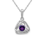 1/5 Carat (ctw) Natural Amethyst Pendant Necklace in 14K White Gold with Chain