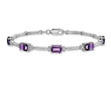 4.50 Carat (ctw) Emerald-Cut Amethyst Bracelet in Sterling Silver (7.50 Inches)