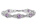 5.25 Carat (ctw) Amethyst Sterling Silver Rhodium Plated Bracelet