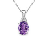 2.00 Carat (ctw) Natural Amethyst Solitaire Pendant Necklace in 14K White Gold with Chain