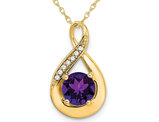 4/5 Carat (ctw) Natural Amethyst Infinity Pendant Necklace in 14K Yellow Gold with Chain