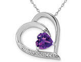 1.15 Carat (ctw) Natural Amethyst Heart Pendant Necklace in Sterling Silver with Chain
